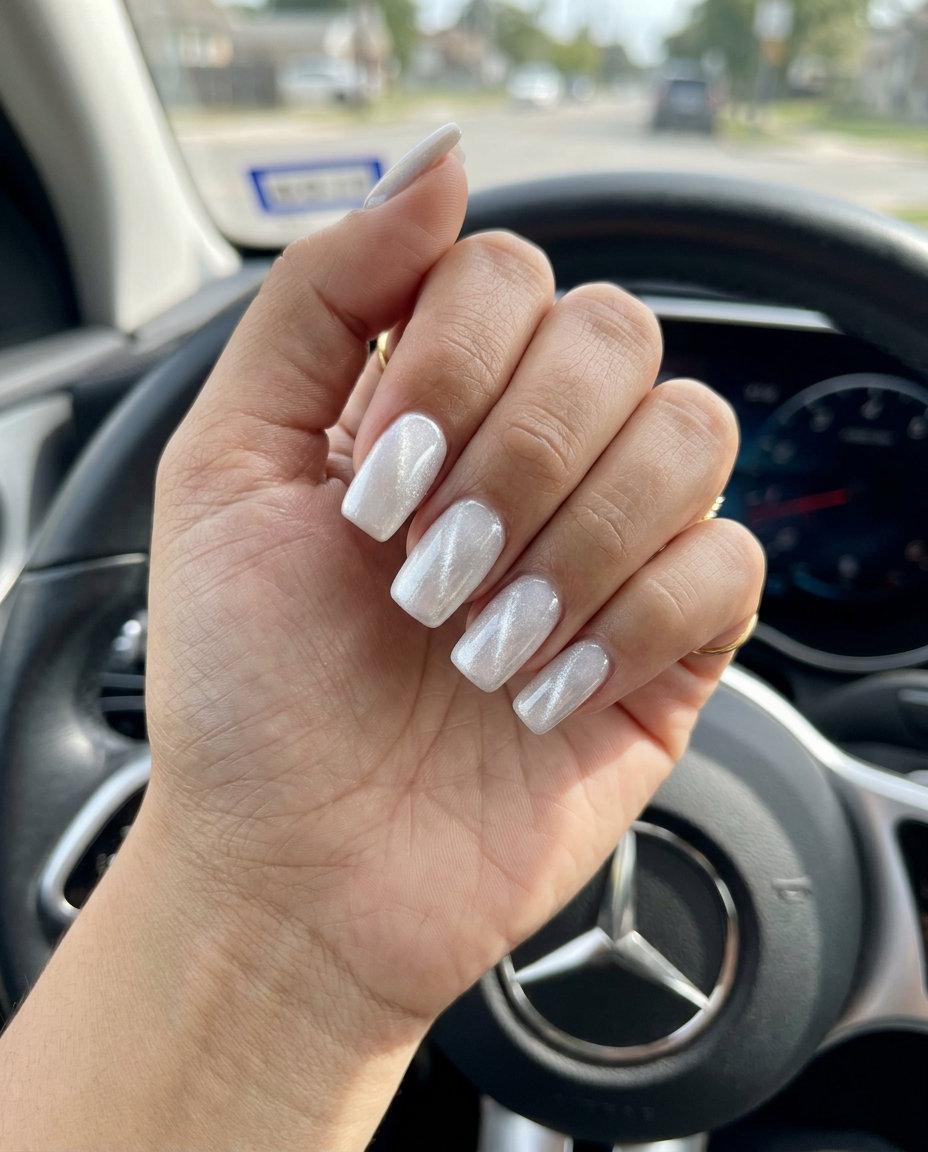 Oyster Pearl Cat-Eye Nails 2026: Elegant Style Oyster Pearl Cat-Eye nails for shell summer nails 2026: pearlescent white, silver shift for formal events.