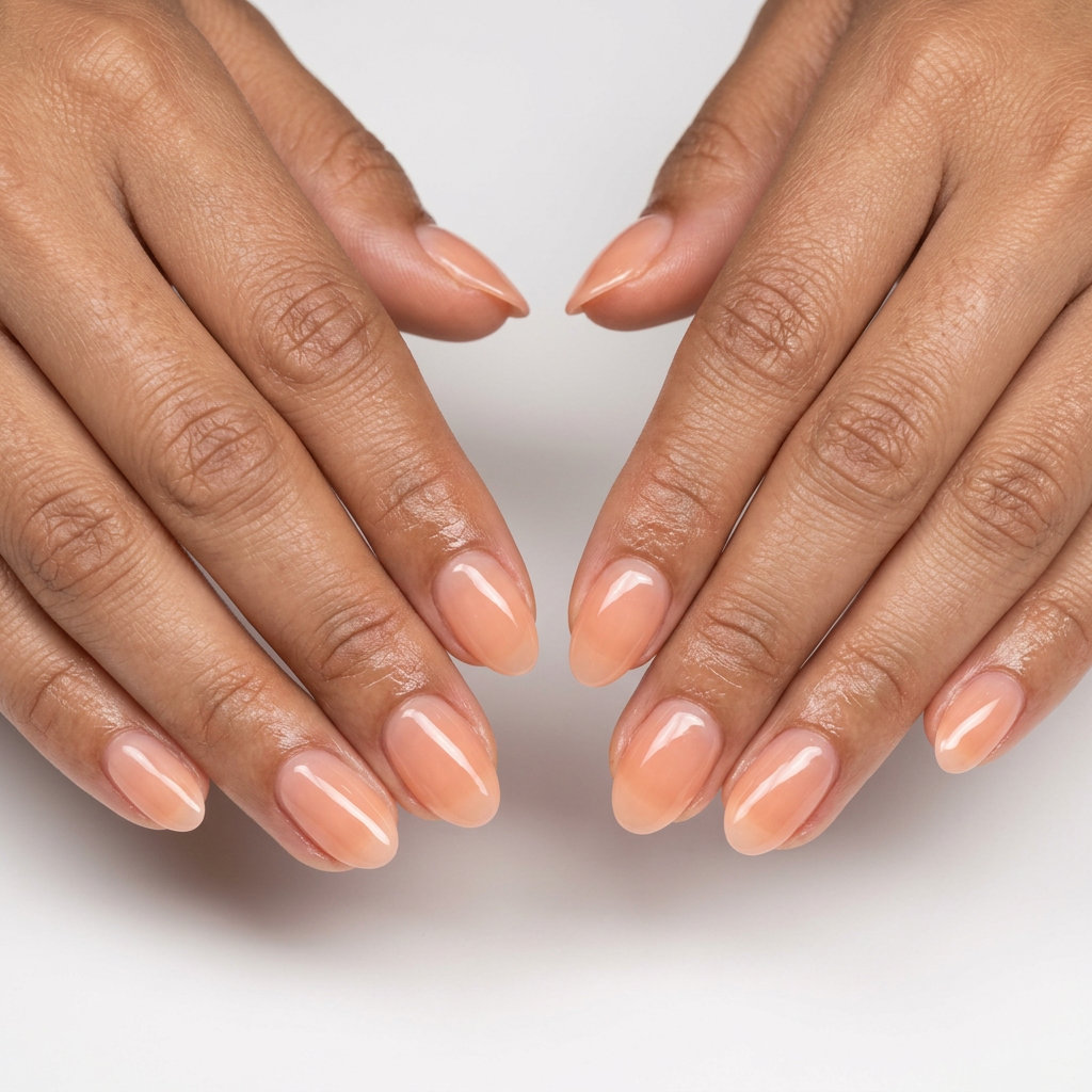 Peach Fuzz Nails 2026: Romantic Summer Vibe Simple short summer nails 2026: Peach fuzz jelly soft almond nails for a romantic, warm vacation look.