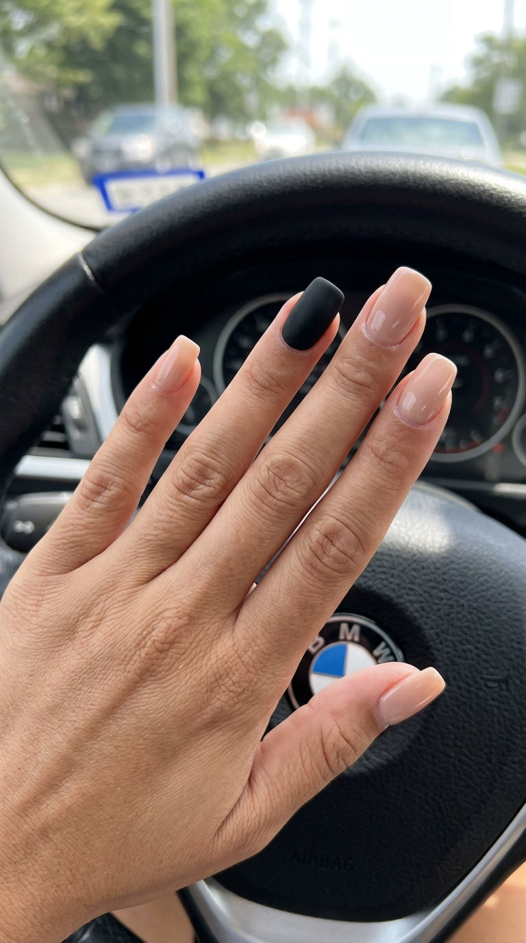 Monochrome Matte Pop Nails 2026 Sophisticated Monochrome Matte Pop nails for date night, evening out, or casual. Solid summer nails 2026.