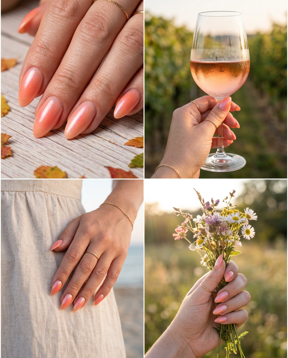 Stiletto Summer Nails 2026: Aura Gradient Coral-Peach Soft Aura Gradient Coral-Peach Stilettos for date night, casual summer, and brunch. Romantic, dreamy, soft.