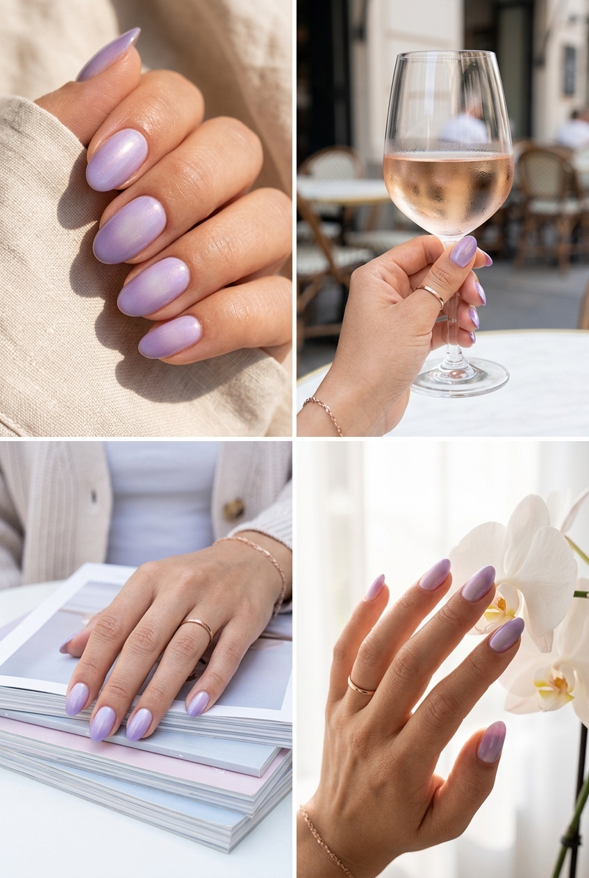Summer Classy Nails 2026: Lavender Aura Haze Lavender Aura Haze nails, a dreamy summer classy nails 2026 option for date nights or whimsical events.
