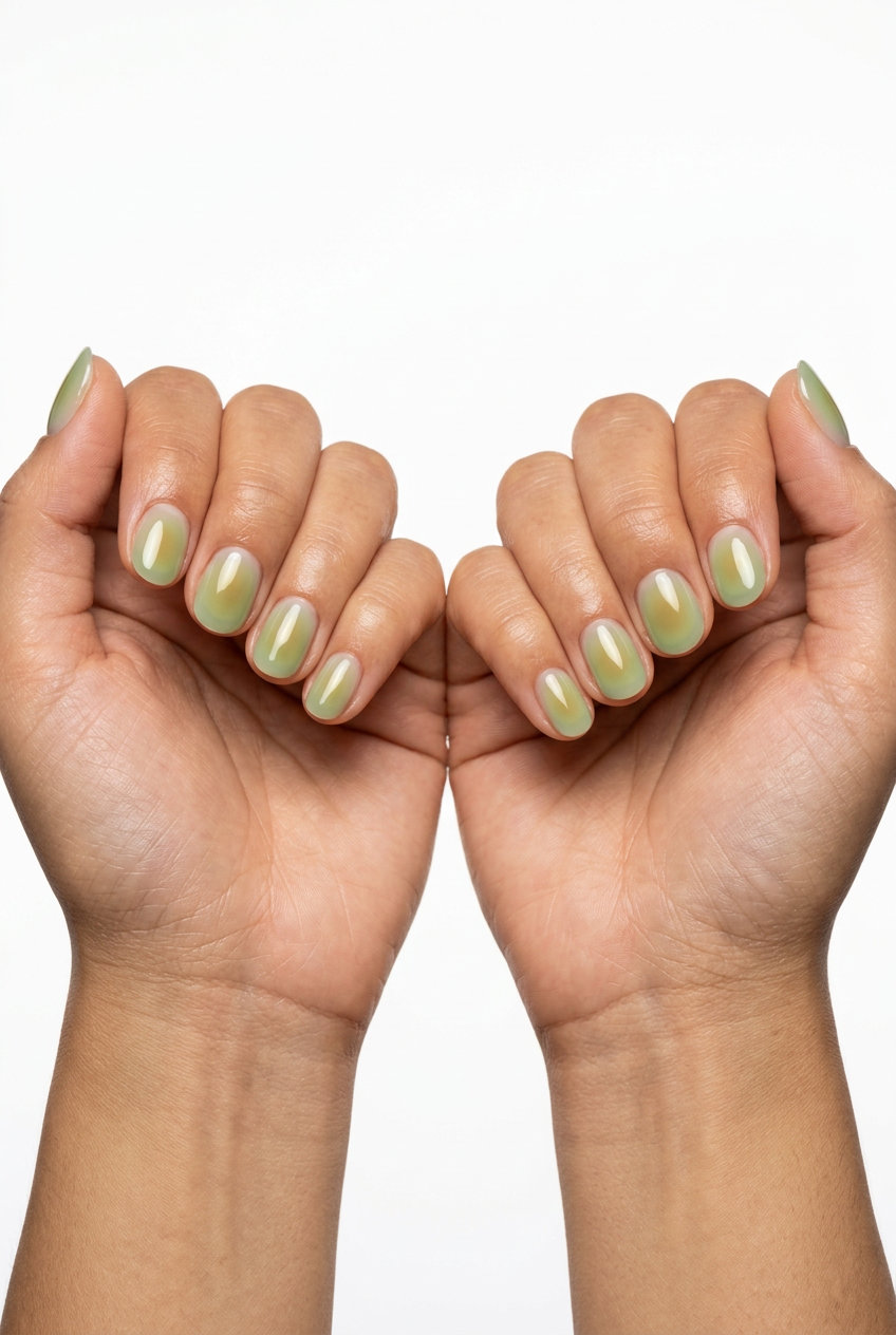 Summer Dip Nails 2026: Iridescent Waves Summer dip nails 2026: Bohemian iridescent white waves with subtle shimmer on coffin nails.