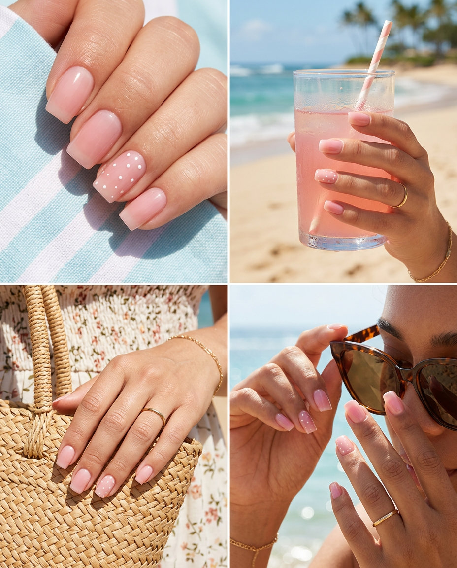 Sweet Polka Dot Nails 2026: Playful Everyday Style Sweet Polka Dot Charm Square Nails 2026: Playful everyday nails with tiny white dots.