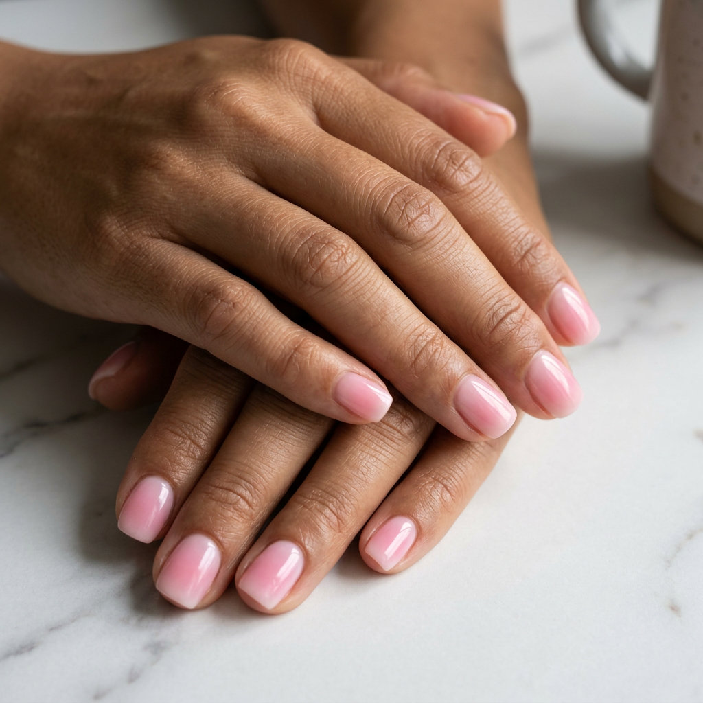 Peach Fuzz Aura Nails 2026 | Romantic Gradient Peach fuzz aura gradient nails for summer vibes 2026, perfect for casual weekends and baby showers.