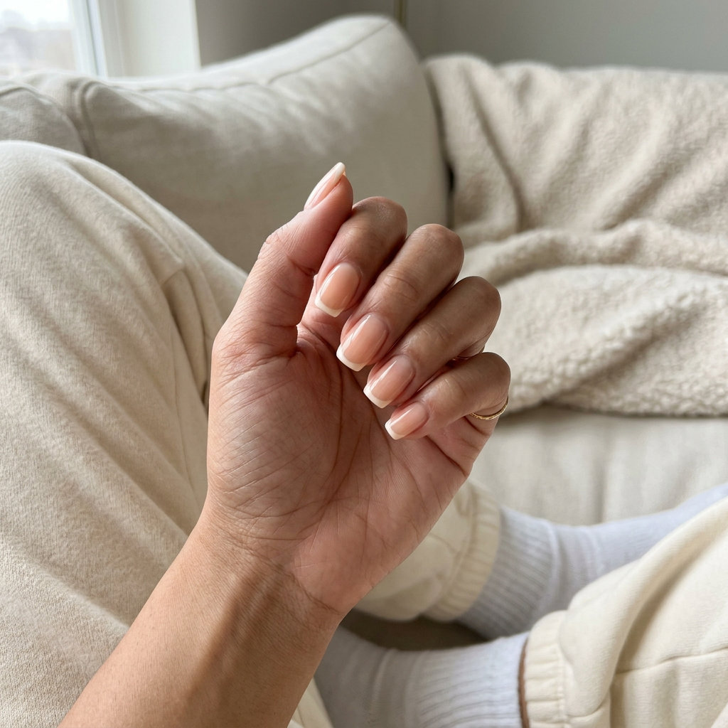 Jelly Peach Micro French | Summer Wedding Nails 2026 Playful jelly peach micro French nails for summer wedding nails 2026, perfect for summer events and date nights.