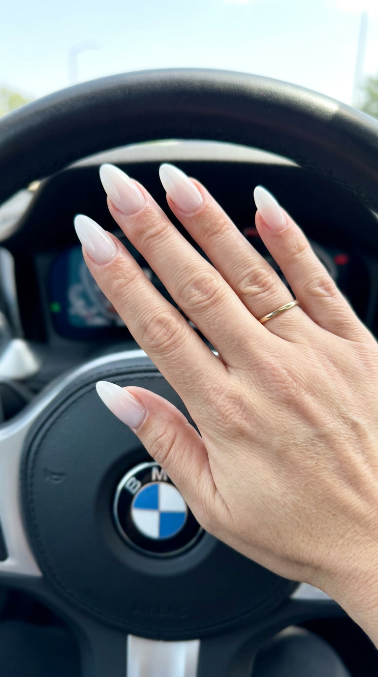 Milky White Ombre French | Summer Wedding Nails 2026 Sophisticated milky white ombre French nails with builder gel for summer wedding nails 2026, ideal for formal events.