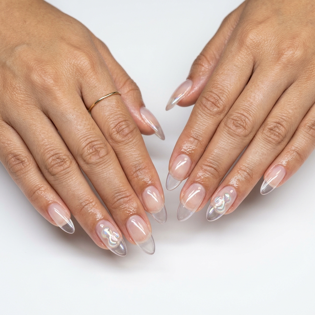 Crystal Chrome Almond Nails 2026 | Futuristic Glam Sculpted crystal chrome almond nails for trending summer nails 2026, ideal for formal events and date nights.