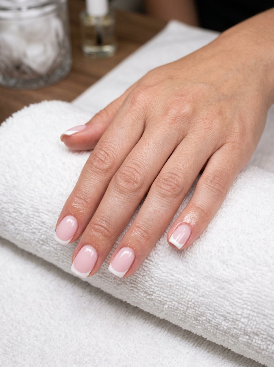 Soft Summer Milky Pink French Nails 2026 Trending summer nails 2026: Minimalist Soft Summer Milky Pink French for daily wear. Opaque pink with classic white tip.