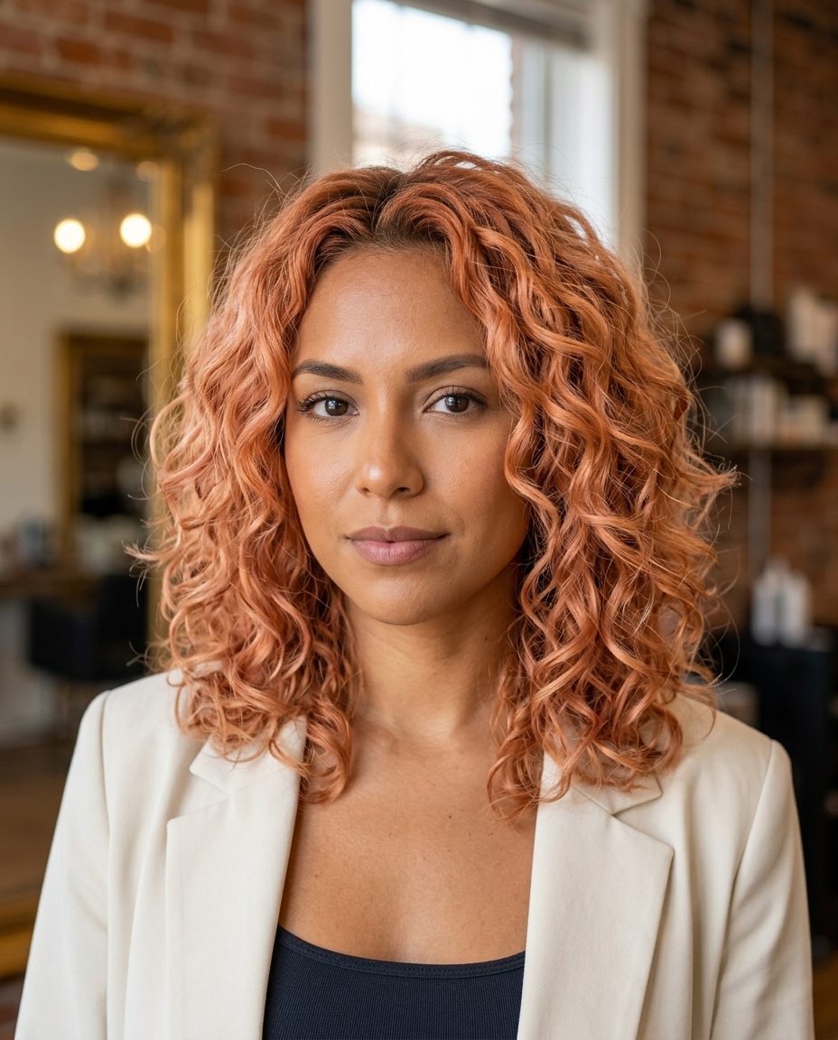 medium apricot crush with peach and rose-gold undertones, direct dye — playful festival