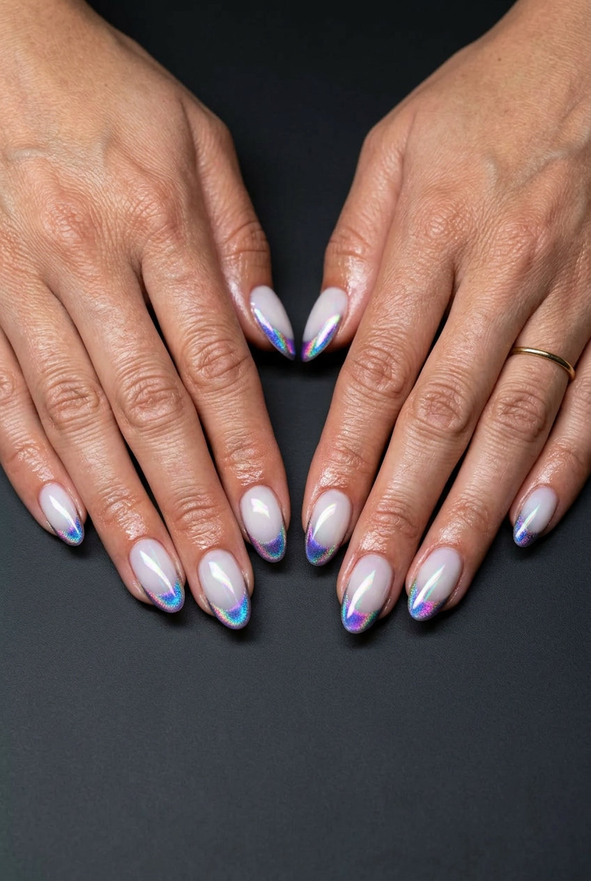 Vibrant Nails Summer 2026: Mystic Cat-Eye French Vibrant nails summer 2026: Mystic cat-eye French tips with iridescent shifts for date night.