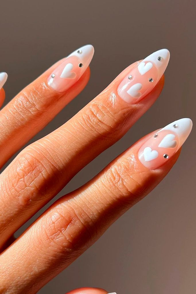 White Heart Classic French Long Almond White Heart Classic French Long Almond — Heart Nails 2027