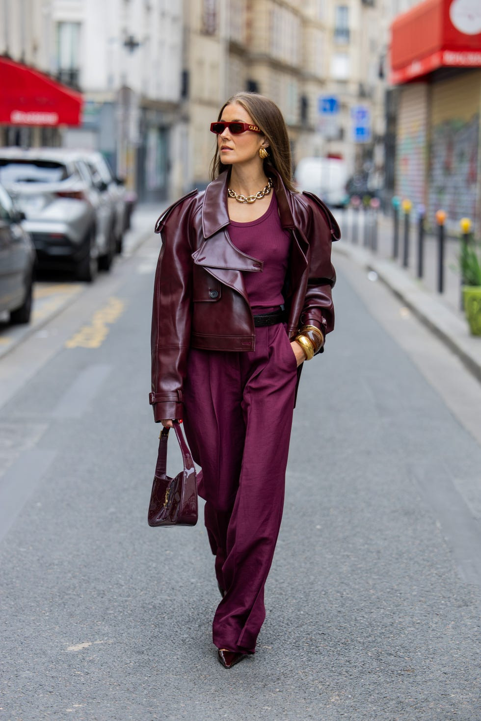 Monochromatic Burgundy Leather Jacket Outfit Monochromatic Burgundy Leather Jacket Outfit — Fall Leather Jacket Outfits 2026