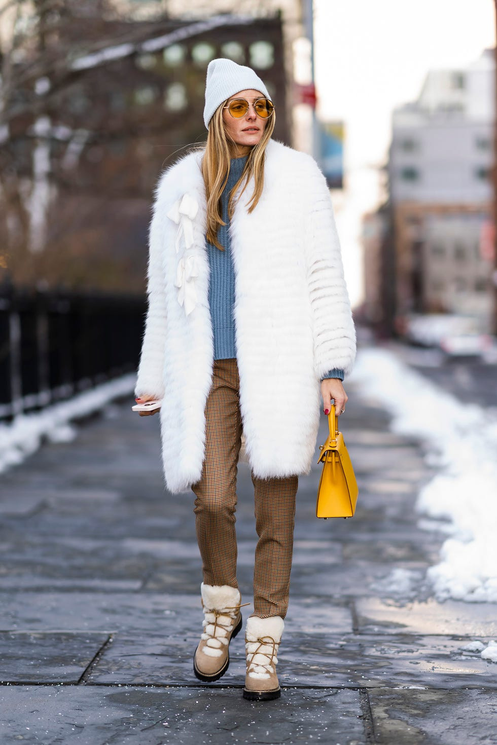 Faux Fur Coat Over Plaid Trousers for Textured Warmth Faux Fur Coat Over Plaid Trousers for Textured Warmth — Apres Ski Outfits 2027