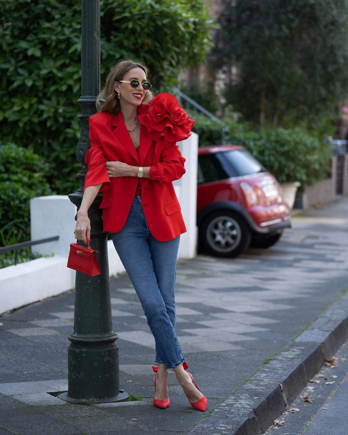 Bold Floral Applique Blazer with Red Heels Bold Floral Applique Blazer with Red Heels — Skinny Jeans Outfits 2027