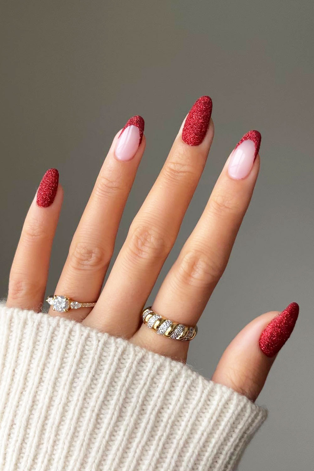 Sheer Pink Red Glitter French Tips Sheer Pink Red Glitter French Tips — Glitter Christmas Nails 2026