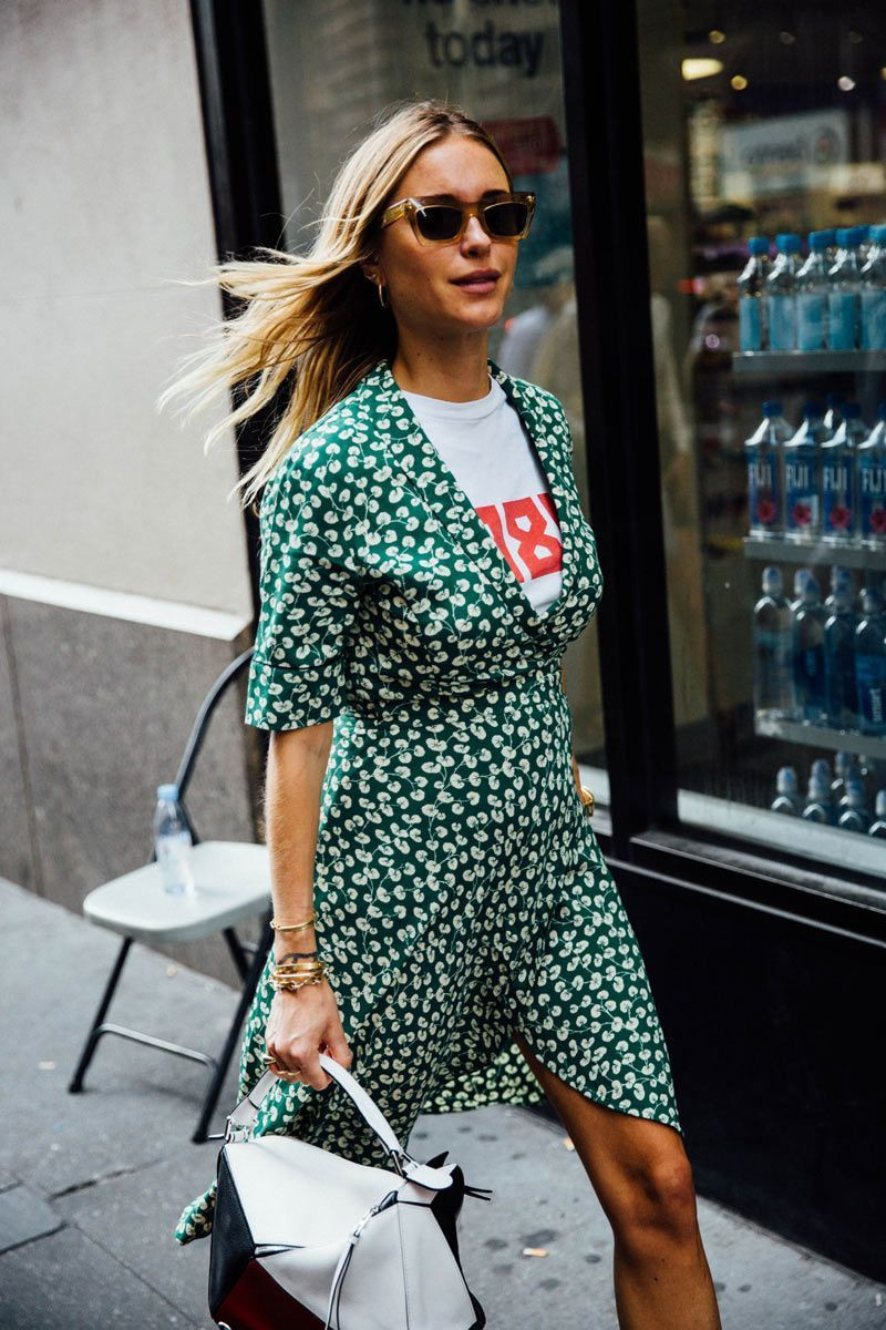 Layered Floral Wrap Dress Over a White Tee with Sneakers — T Shirt Dress Outfits 2027