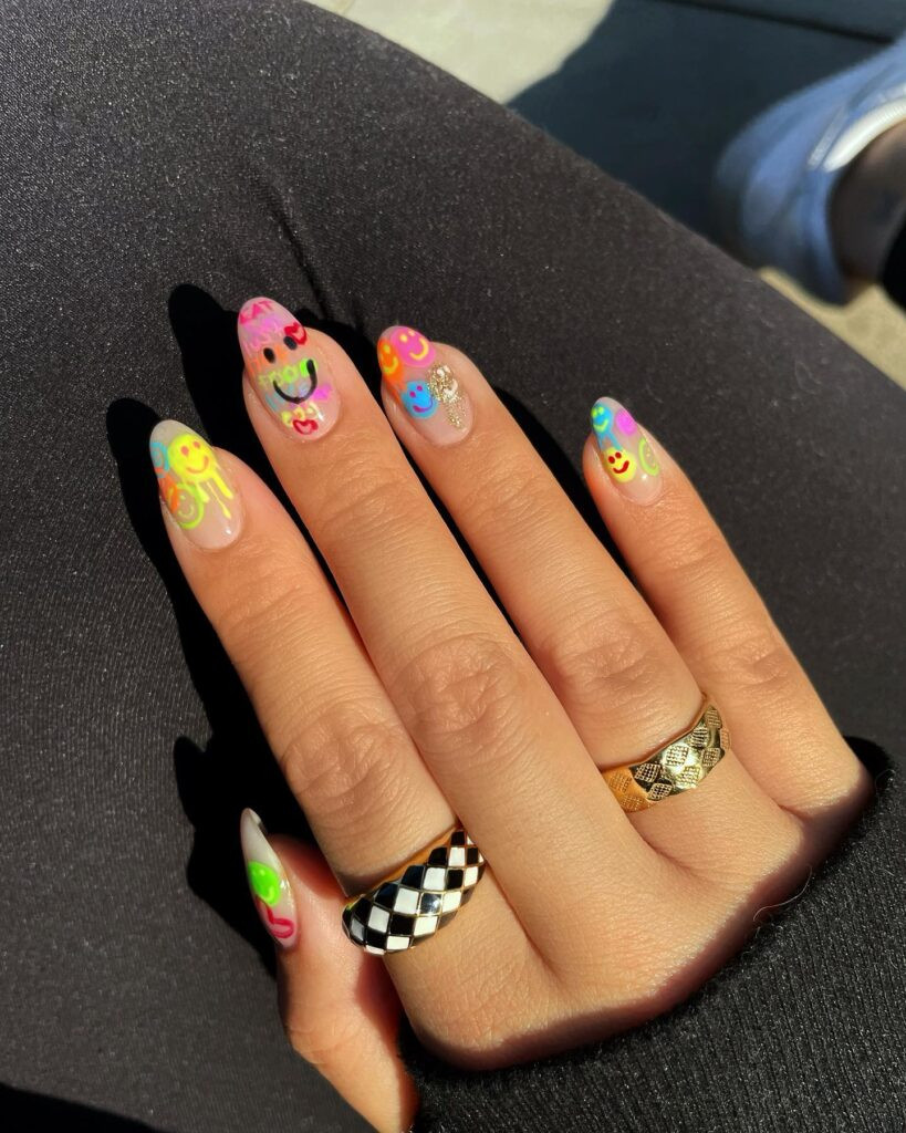 Smiley Face & Drip Art Smiley Face & Drip Art — Coachella Nails 2027