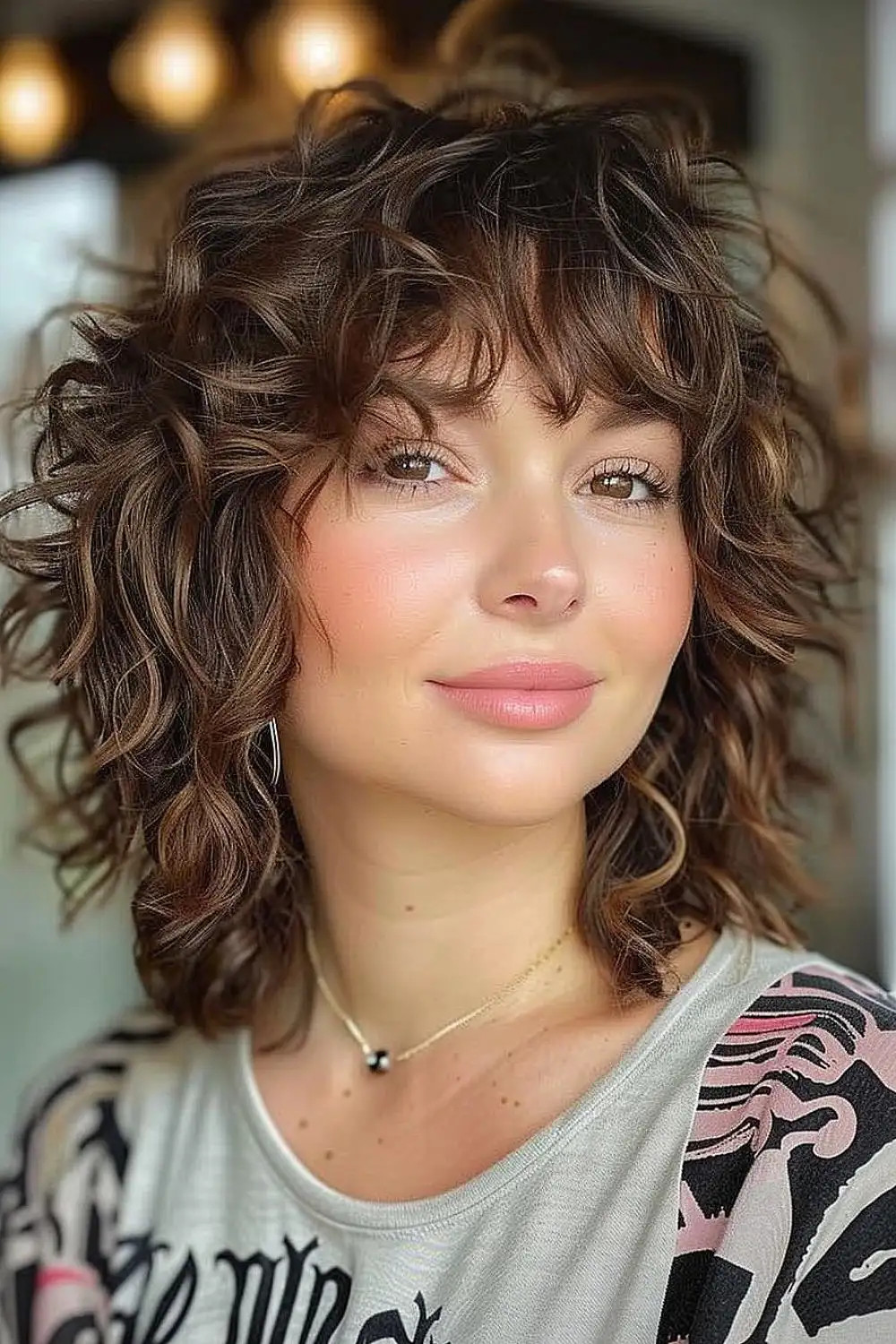 Shag With Textured Curls and Curtain Bangs Shag With Textured Curls and Curtain Bangs — Curly Bob 2027