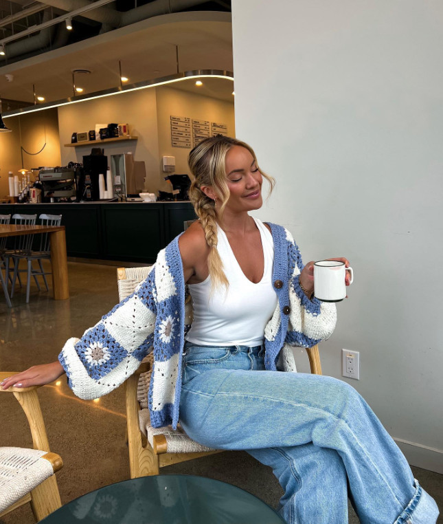 Crochet Cardigan and Wide-Leg Jeans for a Textured Spring Look Crochet Cardigan and Wide-Leg Jeans for a Textured Spring Look — Spring Casual Outfits 2027