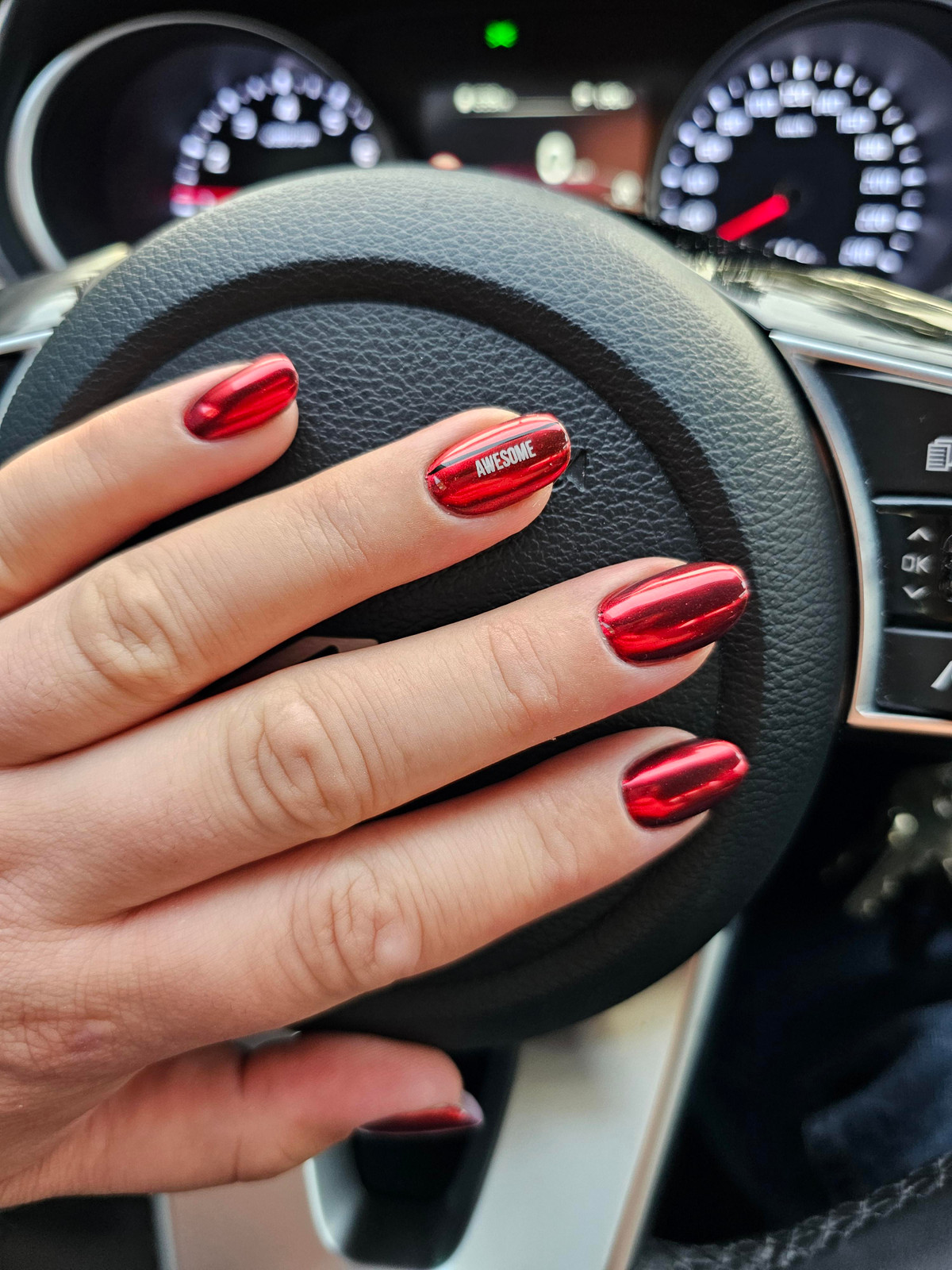 Metallic Red Chrome on Ovals Metallic Red Chrome on Ovals — Red Chrome Nails 2027