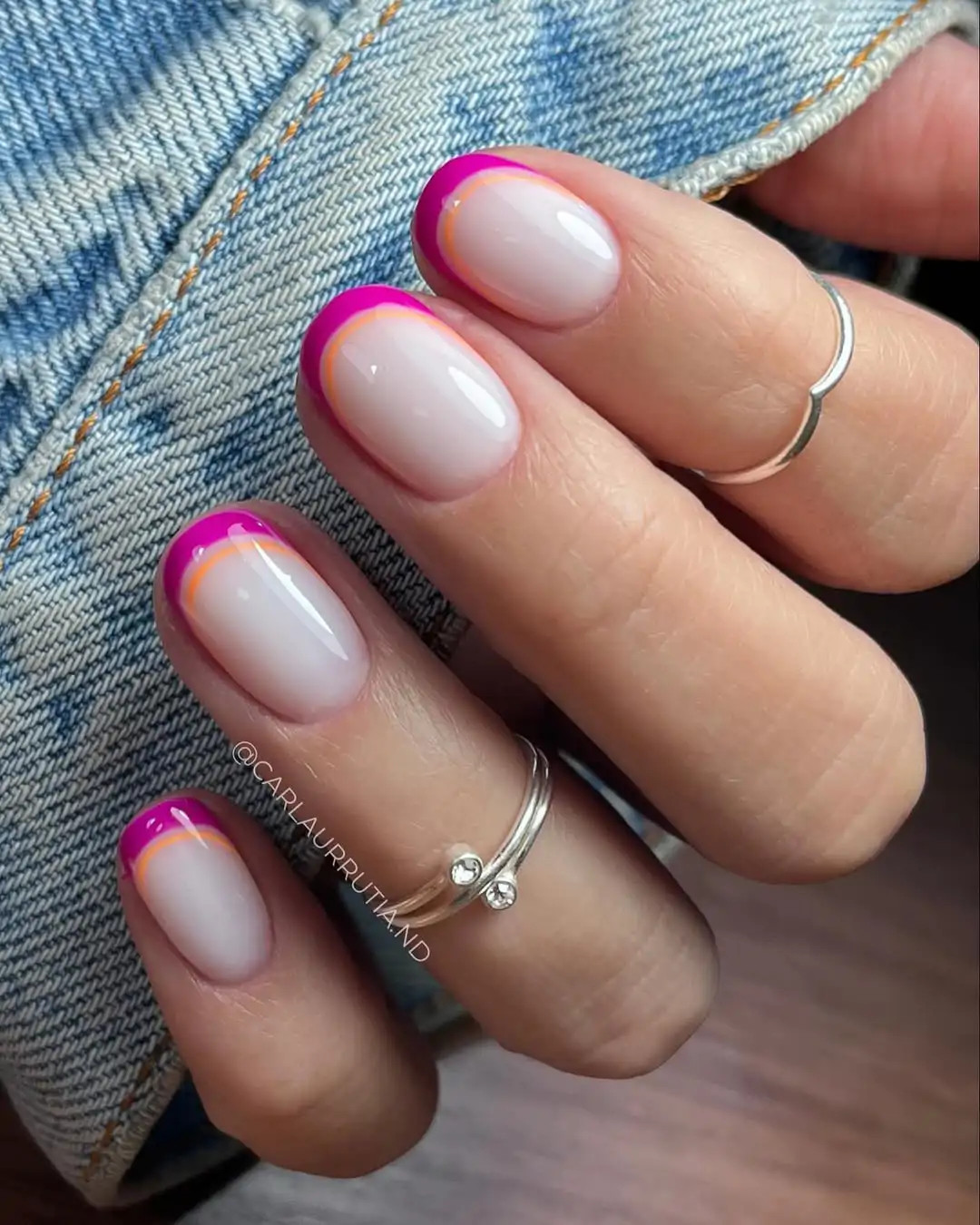 Sheer Nude Base Neon Pink Neon Orange Visual Idea Sheer Nude Base Neon Pink Neon Orange Visual Idea — Summer French Tip Nails 2027
