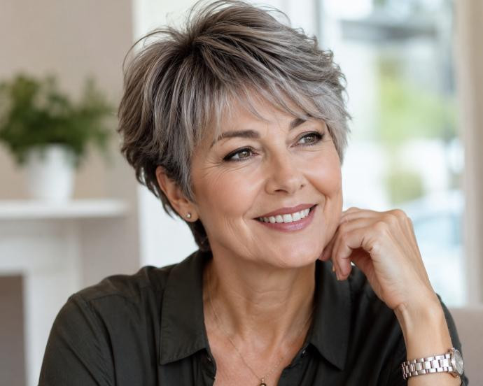 Cortes de pelo corto para mujeres de 50 años con cara redonda