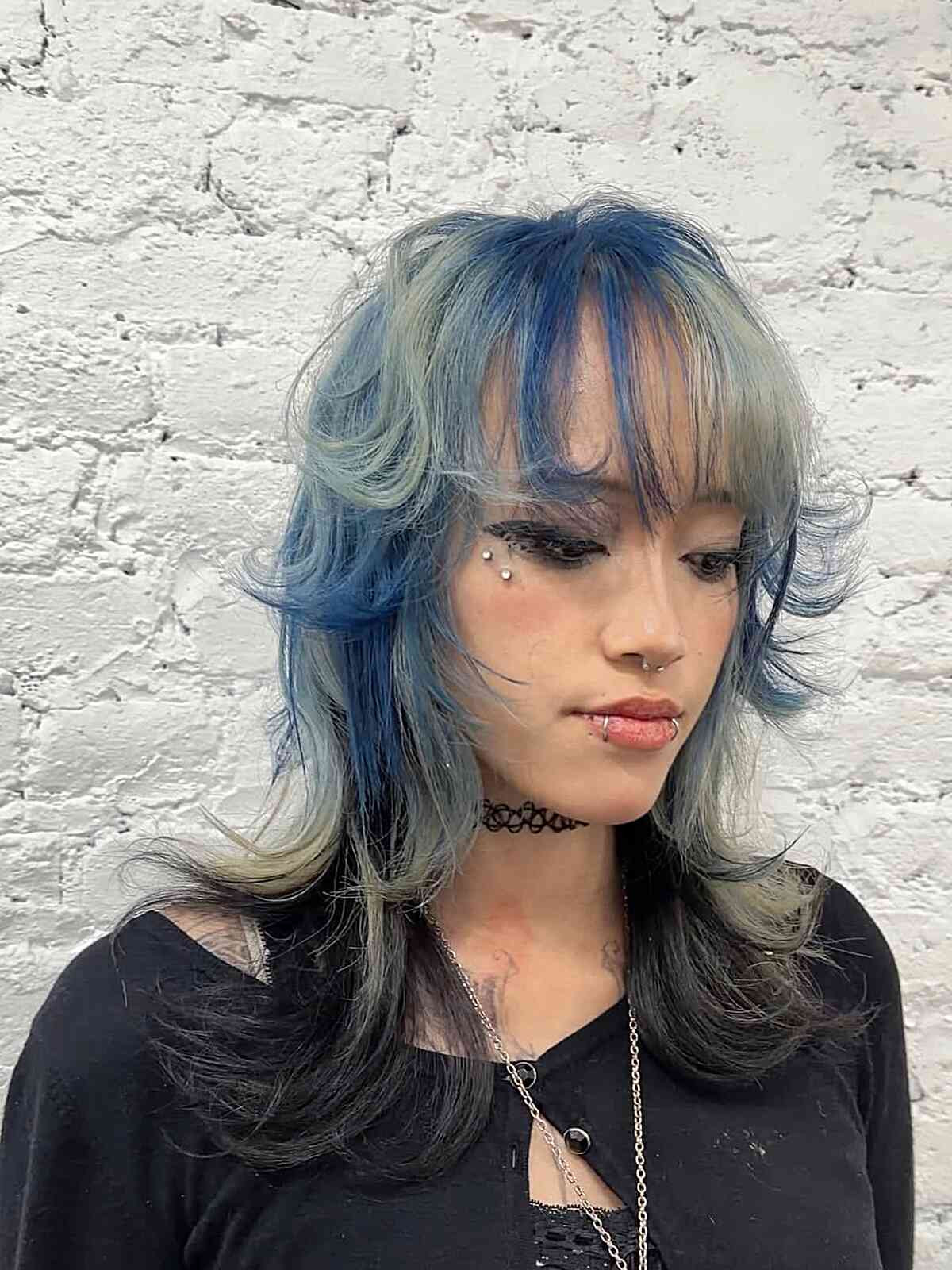 Shaggy Mullet With Blue-Grey Tones Shaggy Mullet With Blue-Grey Tones — Punk Hairstyles 2027