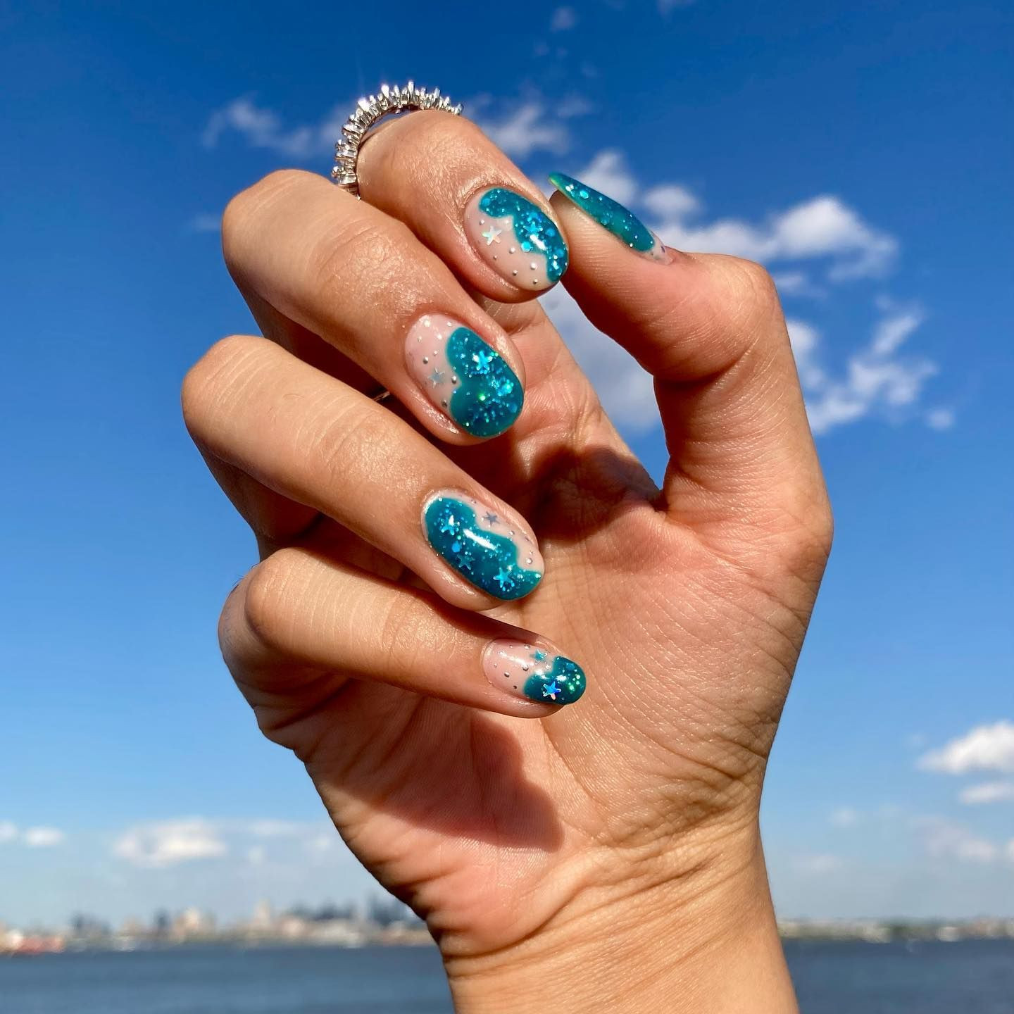 Sparkling Teal Waves Sparkling Teal Waves — Hawaii Nails 2027