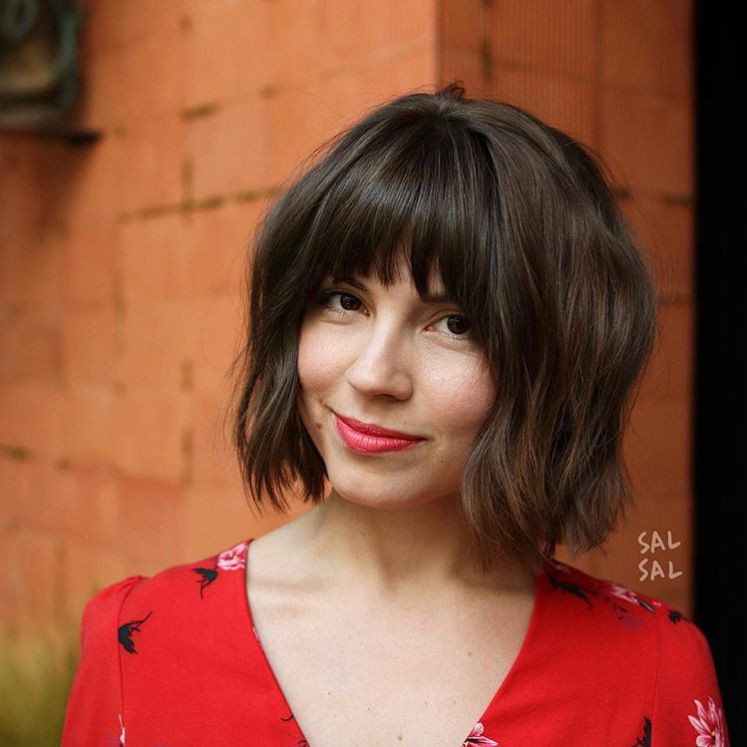 Air Dried Wavy Bob With Blunt Bangs Air Dried Wavy Bob With Blunt Bangs — Boyfriend Bob 2027