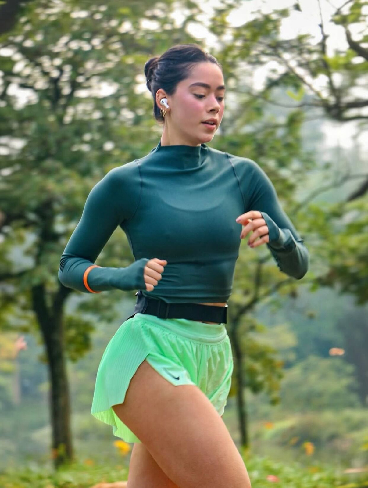 Teal Mock Neck Top and Mint Green Shorts for Breezy Runs Teal Mock Neck Top and Mint Green Shorts for Breezy Runs — Running Outfits for Women 2027