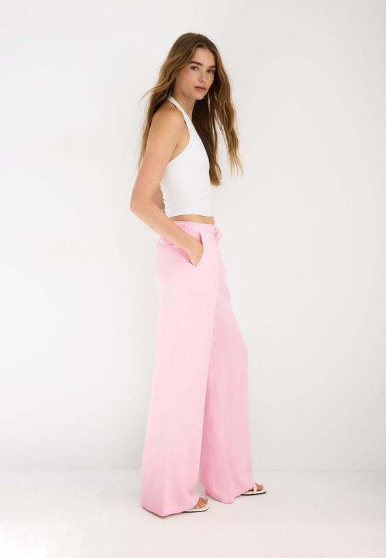Blush Wide-Leg Trousers with White Halter Top — Blush Outfits 2027