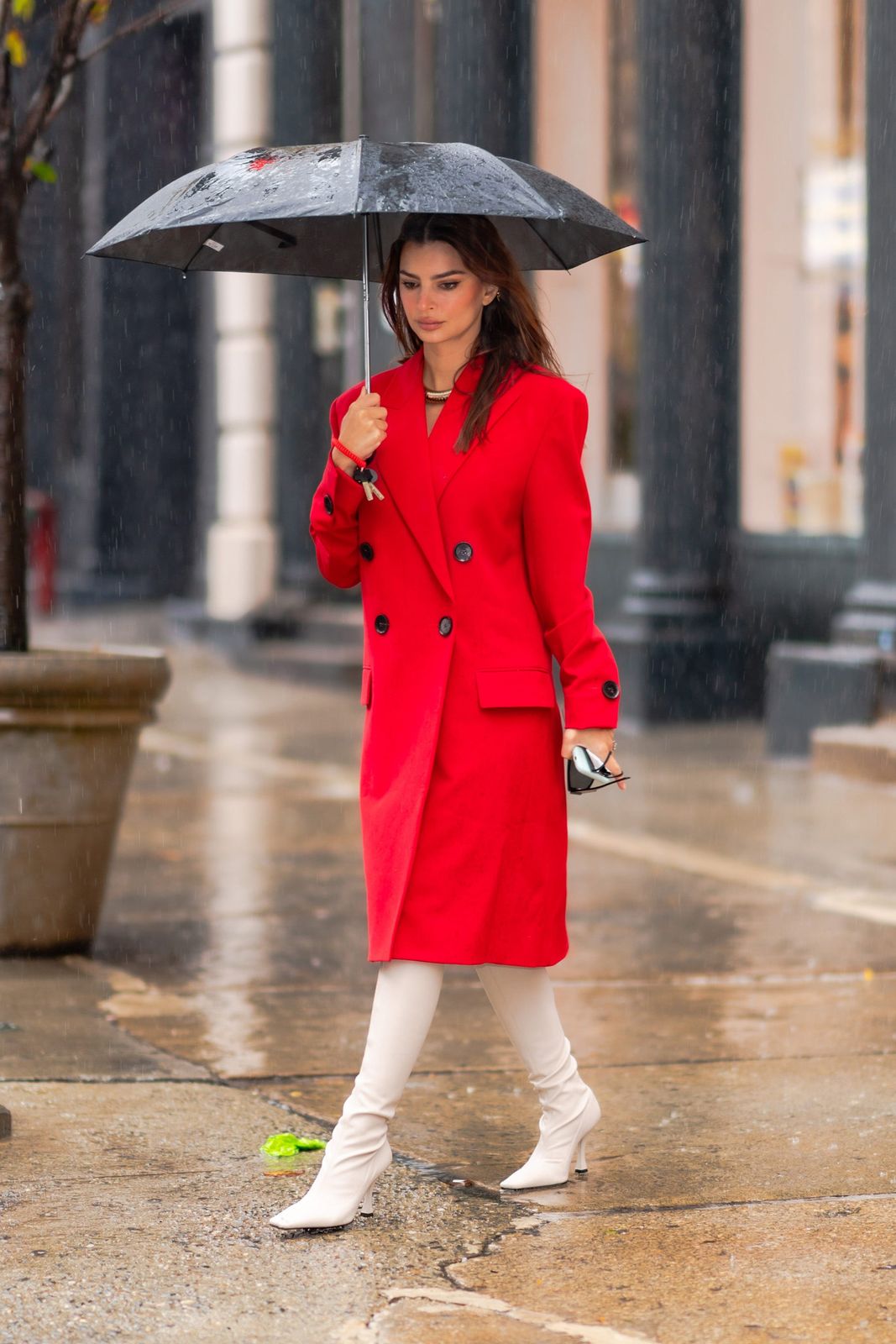 Classic Red Double-Breasted Coat for Rainy Days Classic Red Double-Breasted Coat for Rainy Days — Red Outfits 2027