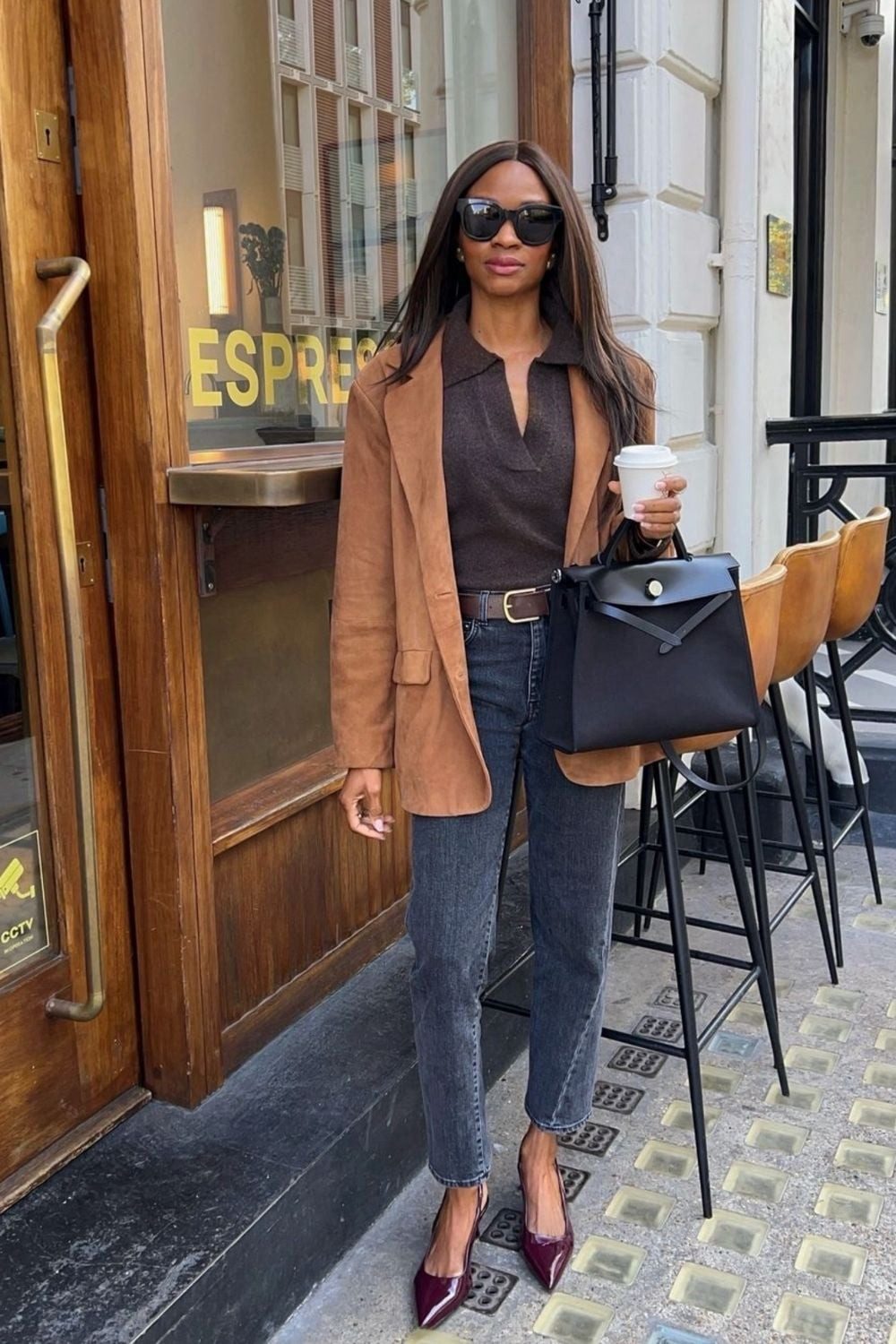 Black Cropped Bomber with Plaid Shirt Detail Black Cropped Bomber with Plaid Shirt Detail — London Outfits 2027