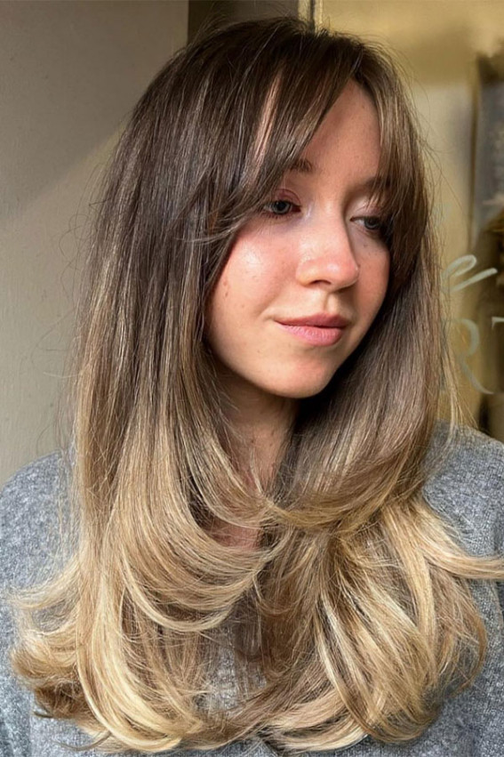 Light Brown Blowout With Soft Waves Light Brown Blowout With Soft Waves — Straight Hair Hairstyles 2027