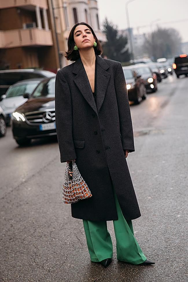 Forest Green Trousers with Grey Oversized Coat Forest Green Trousers with Grey Oversized Coat — Forest Green Outfits 2027
