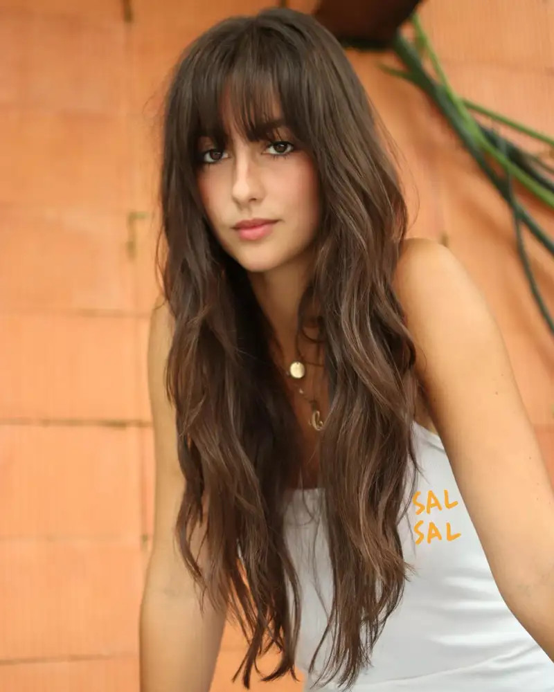 Shoulder Length Dark Brown With Full Bangs Shoulder Length Dark Brown With Full Bangs — Hair Color 2027 for Long Face