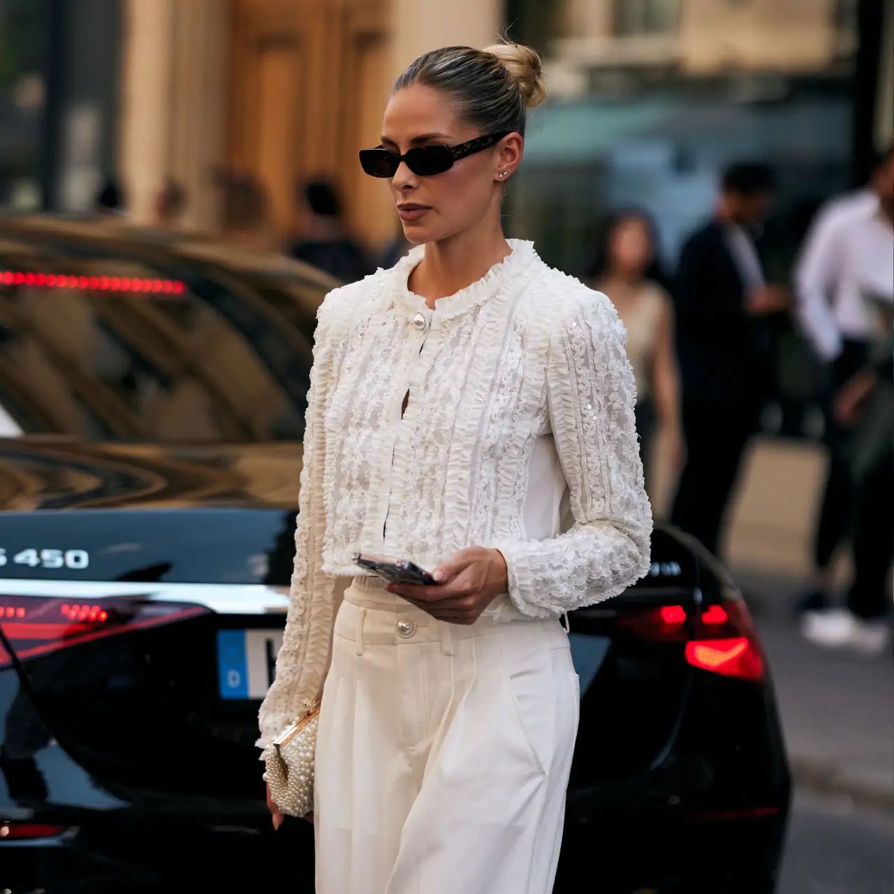 Embellished White Cropped Jacket and Wide-Leg Trousers for Sophisticated Birthdays Embellished White Cropped Jacket and Wide-Leg Trousers for Sophisticated Birthdays — Birthday Outfits 2027