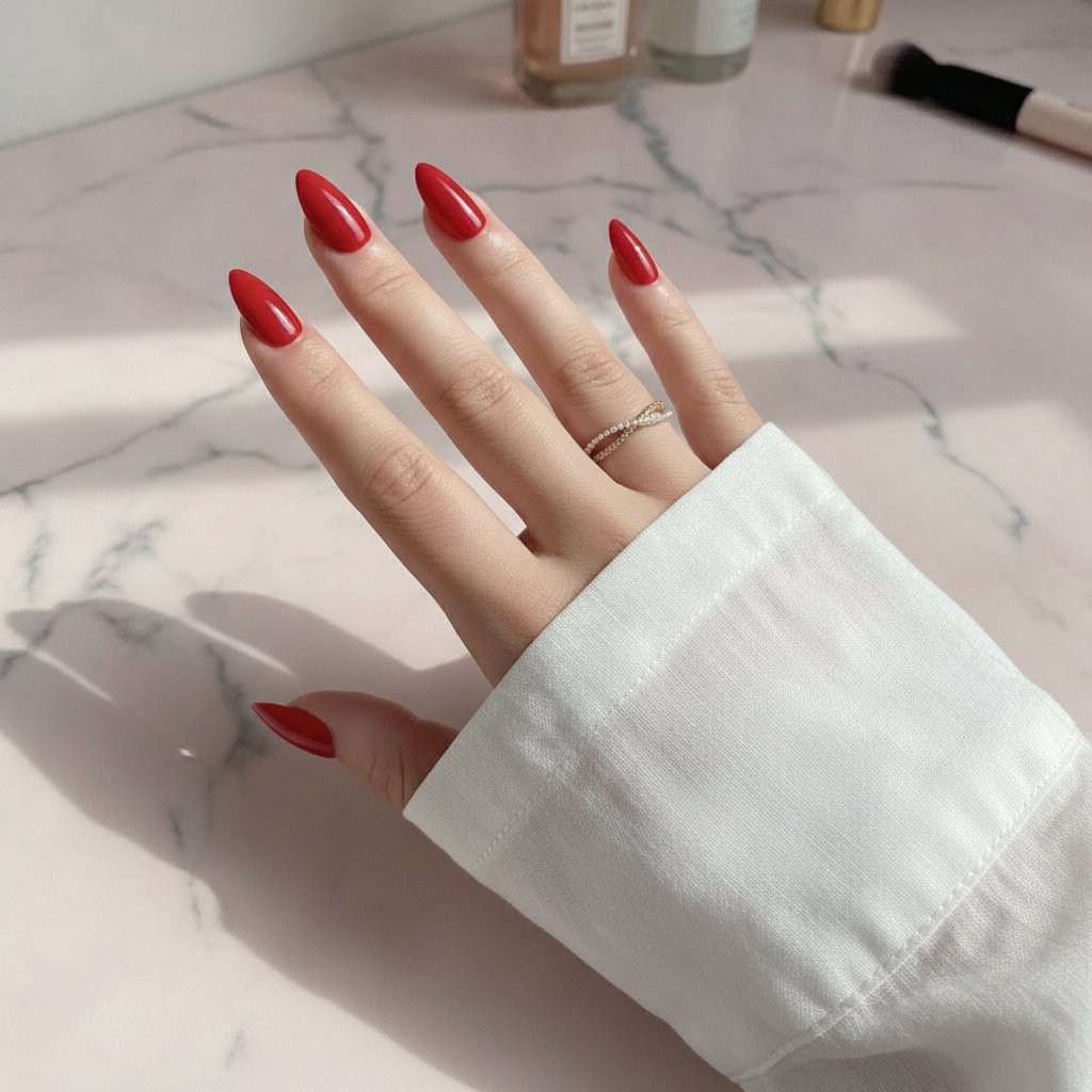 Vibrant Glossy Red Stiletto Nails Vibrant Glossy Red Stiletto Nails — Press On Nails 2027