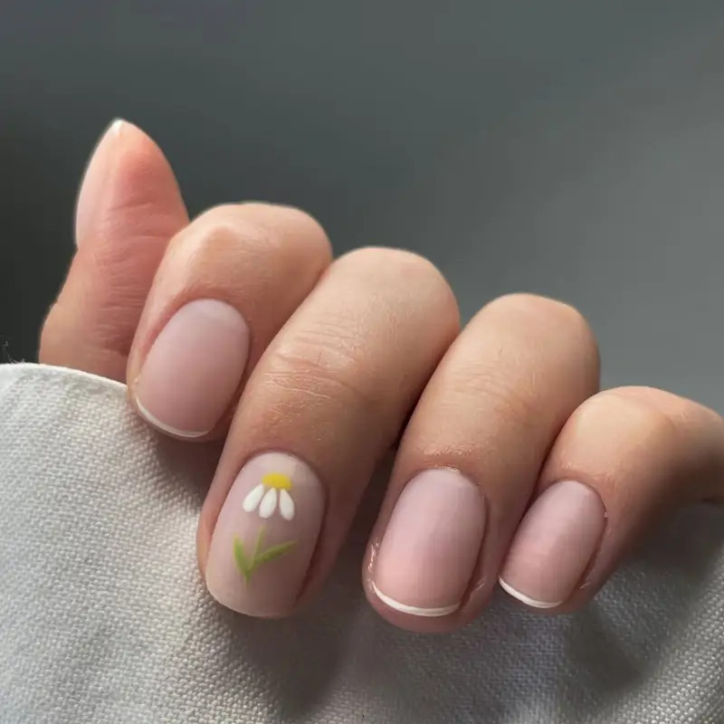 Daisy French Tip Round Nails Daisy French Tip Round Nails — Round Nails 2027