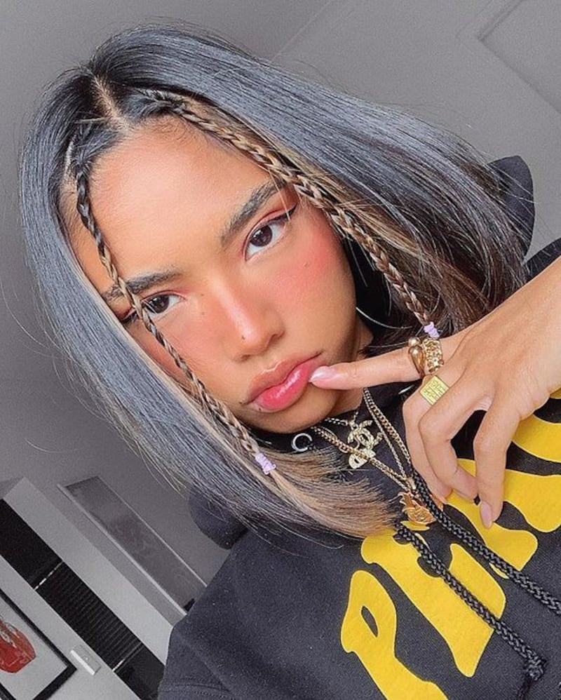 Dark Grey Bob With Pink and Blonde Streaks — Y2K Hair Color 2027