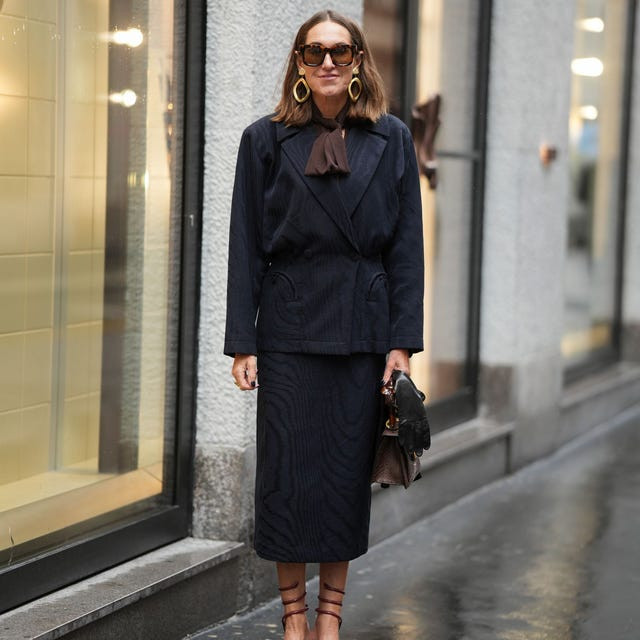 Navy Pinstripe Suit with Burgundy Heels Navy Pinstripe Suit with Burgundy Heels — Winter Navy Outfits 2027