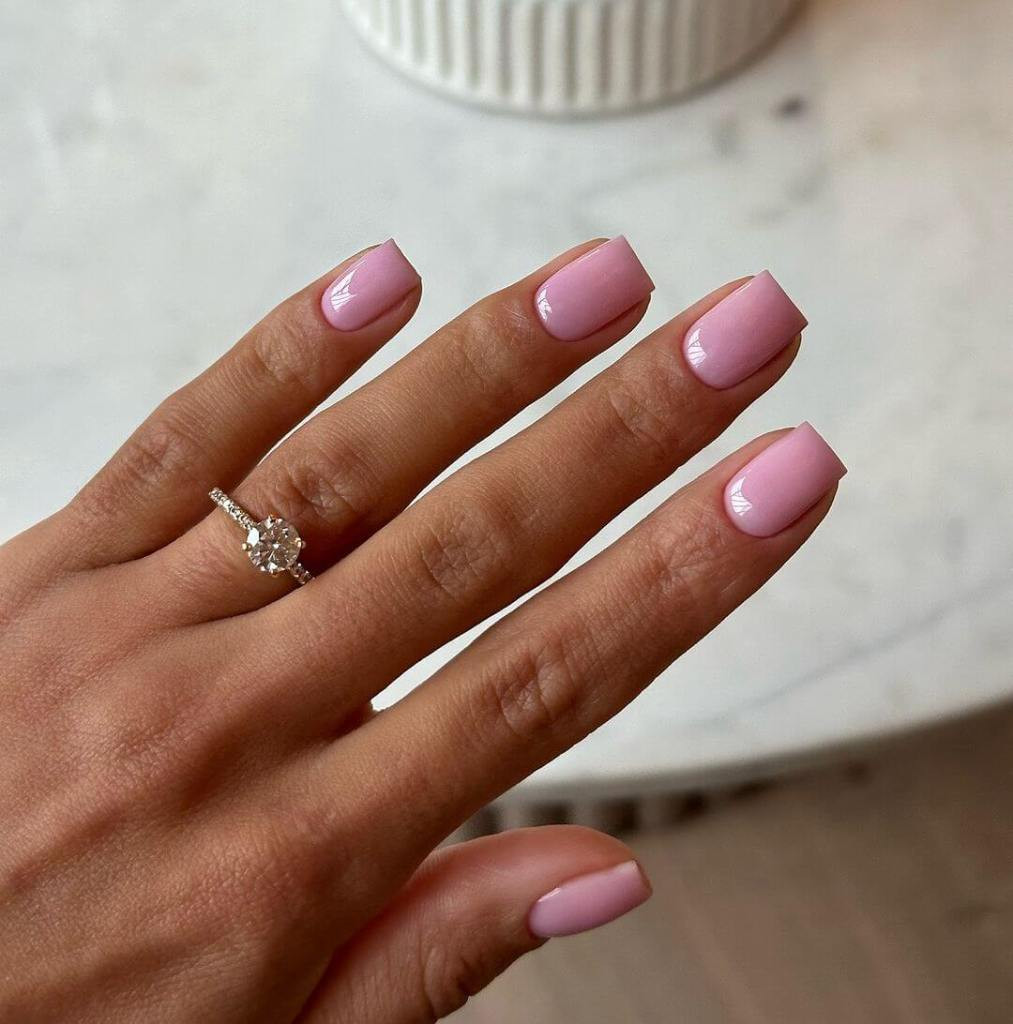 Solid Pastel Pink Glossy Nails Solid Pastel Pink Glossy Nails — Bridesmaid Nails 2027