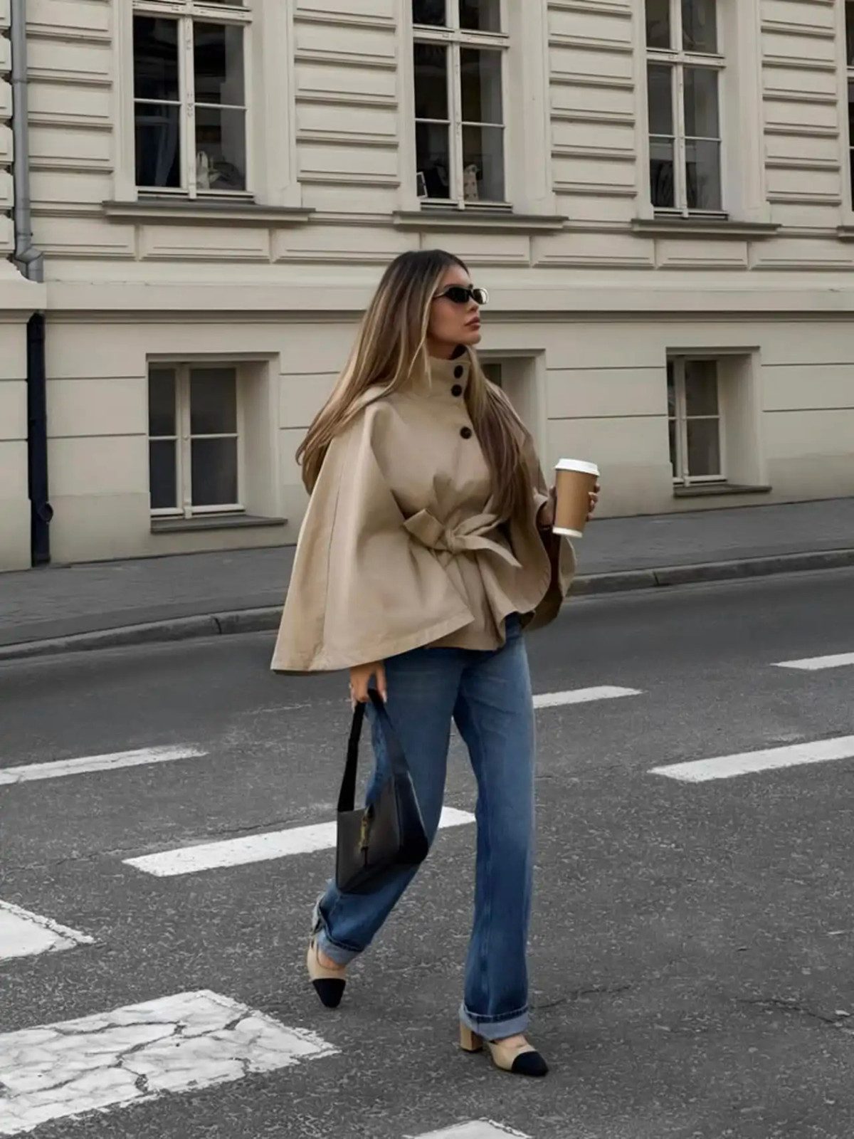 Beige Cape Jacket and Blue Jeans: Effortless Cool Beige Cape Jacket and Blue Jeans: Effortless Cool — Street Style Outfits 2027