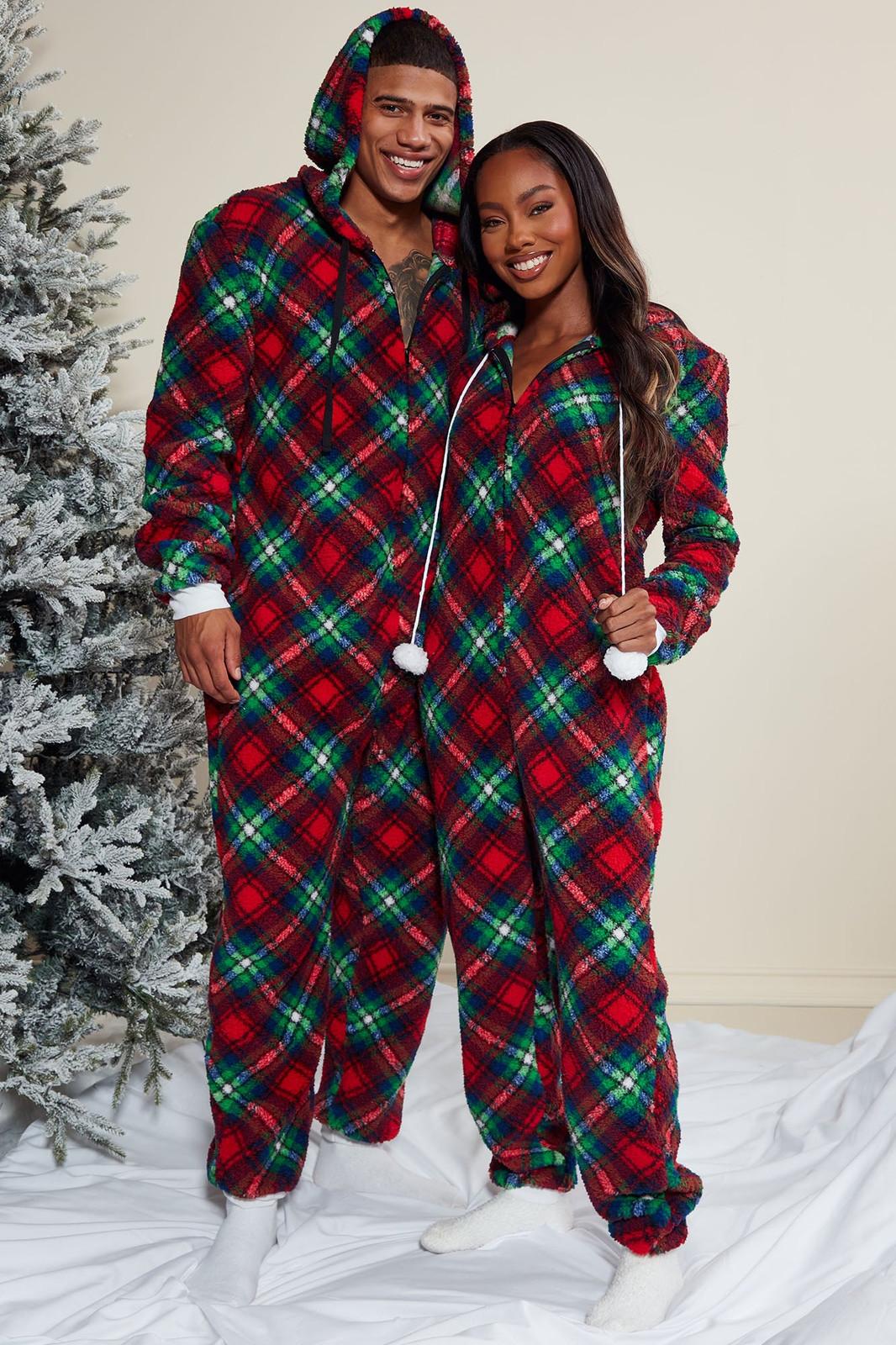 Christmas Mono Pijama Navidad Zapaka Familia Pijama Mono A Juego Para Mujer Hombre Rojo Con Capucha