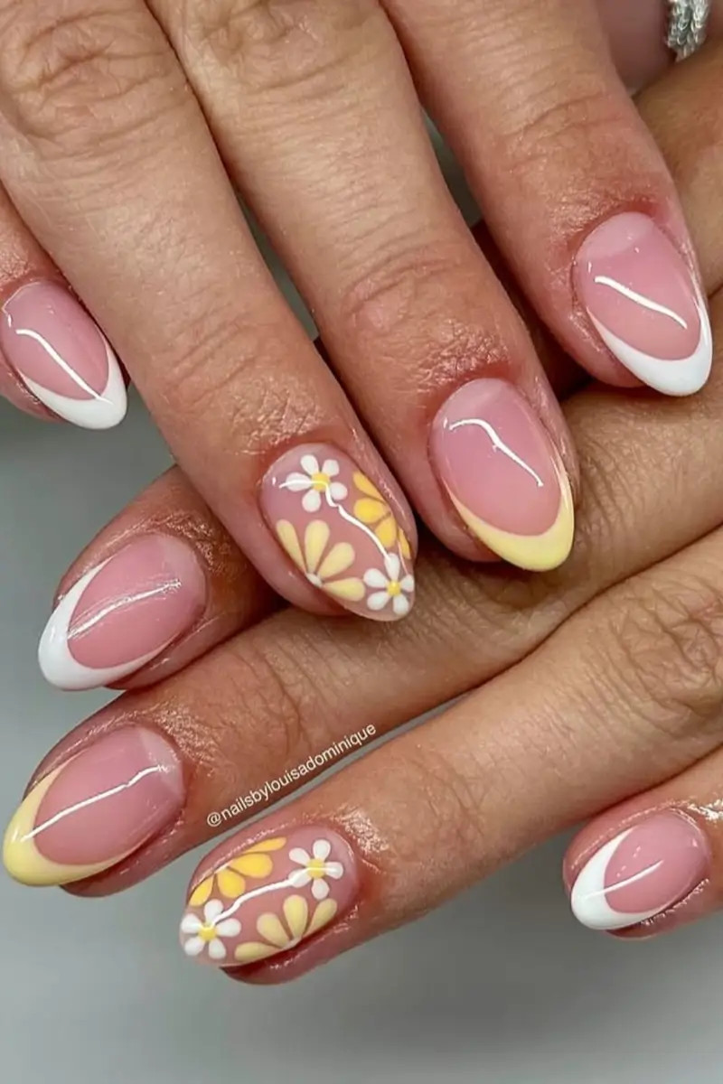 Sheer Pink Yellow French Floral Sheer Pink Yellow French Floral — Yellow Summer Nails 2027