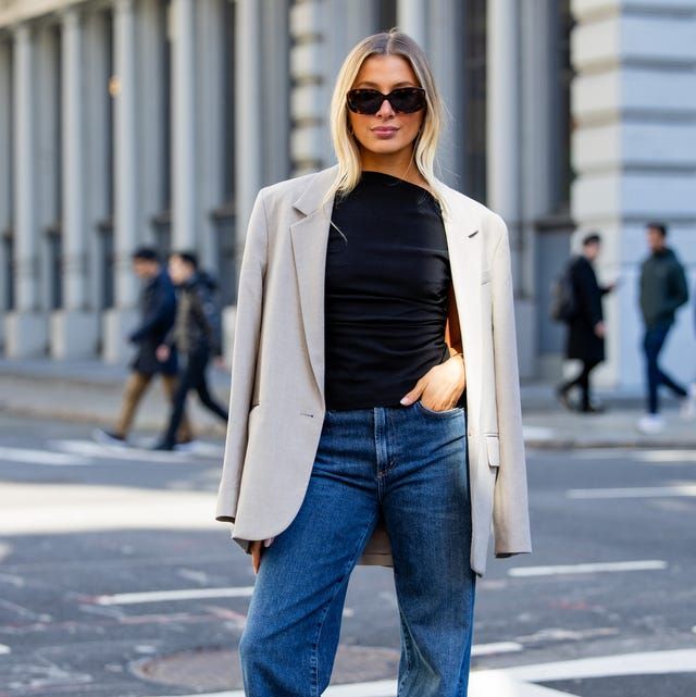 Beige Blazer Over Black Top and Blue Jeans Beige Blazer Over Black Top and Blue Jeans — Everyday Outfits 2027