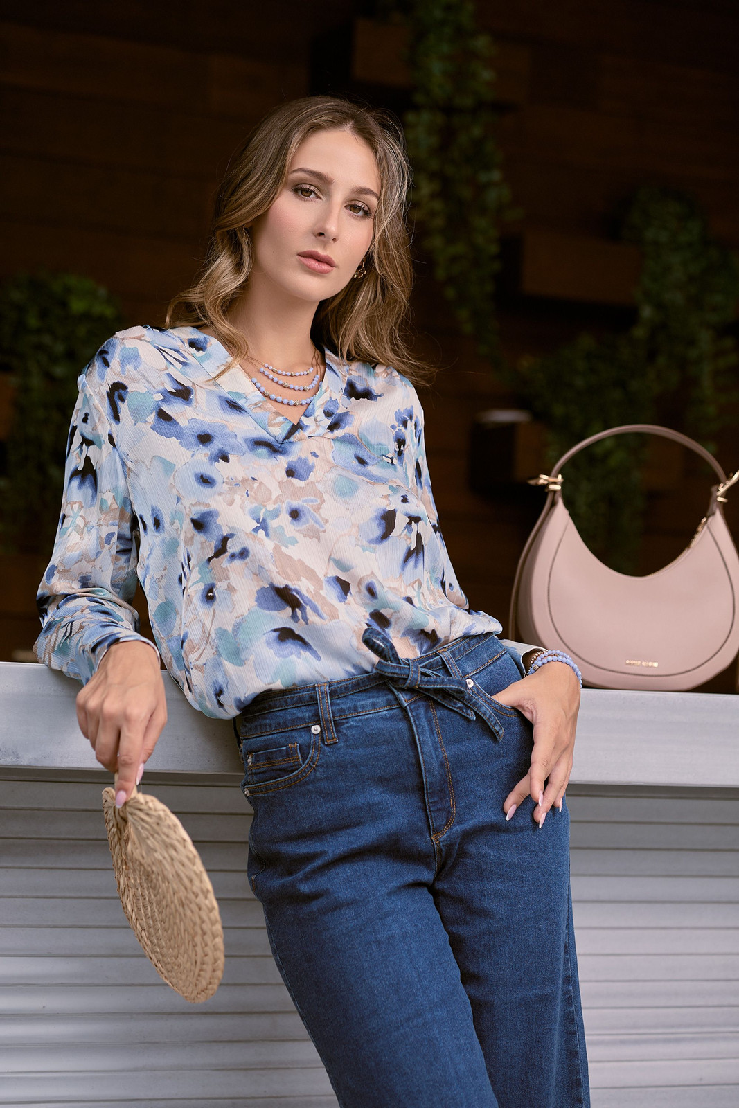 Casual Florals: Sheer Blouse with High-Waisted Jeans Casual Florals: Sheer Blouse with High-Waisted Jeans — Mothers Day Outfits 2027