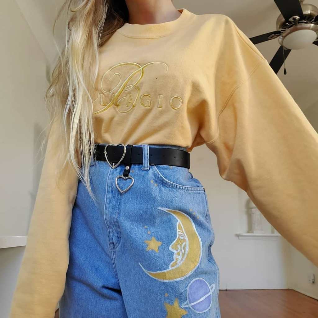 Graphic Sweatshirt with Moon and Star Jeans — Tumblr Outfits 2027