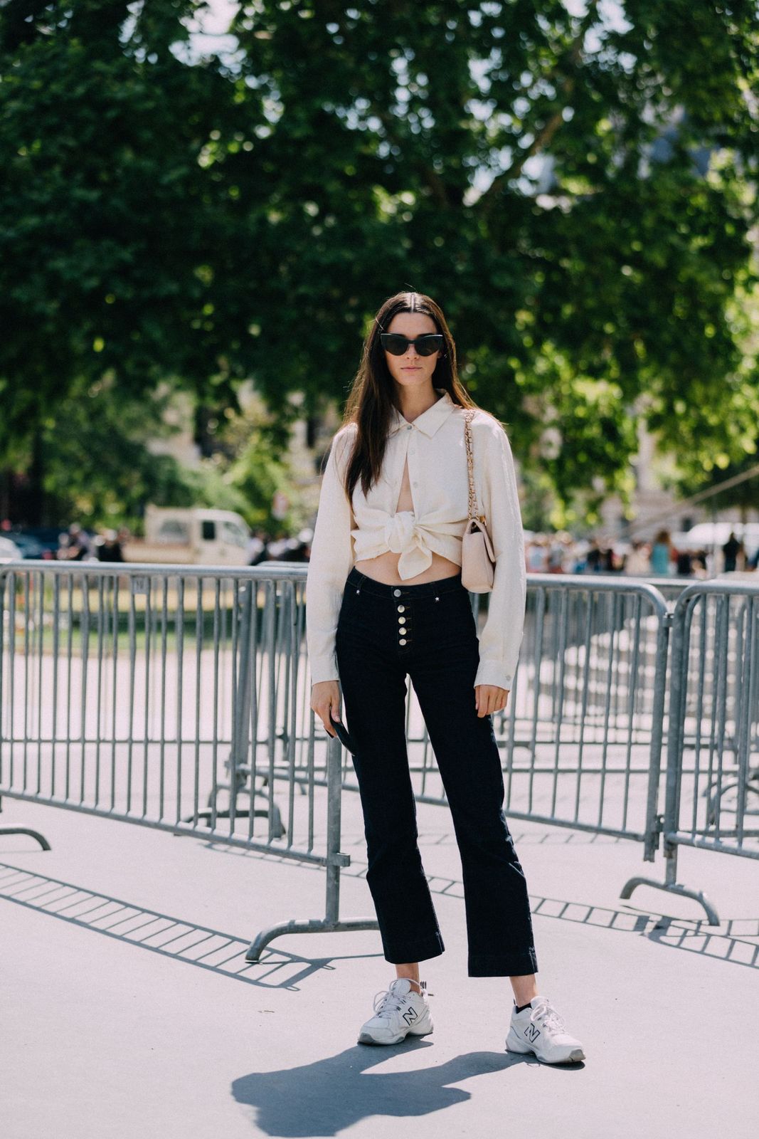 Tie-Front Shirt and Wide-Leg Denim Tie-Front Shirt and Wide-Leg Denim — New Balance Outfits 2027