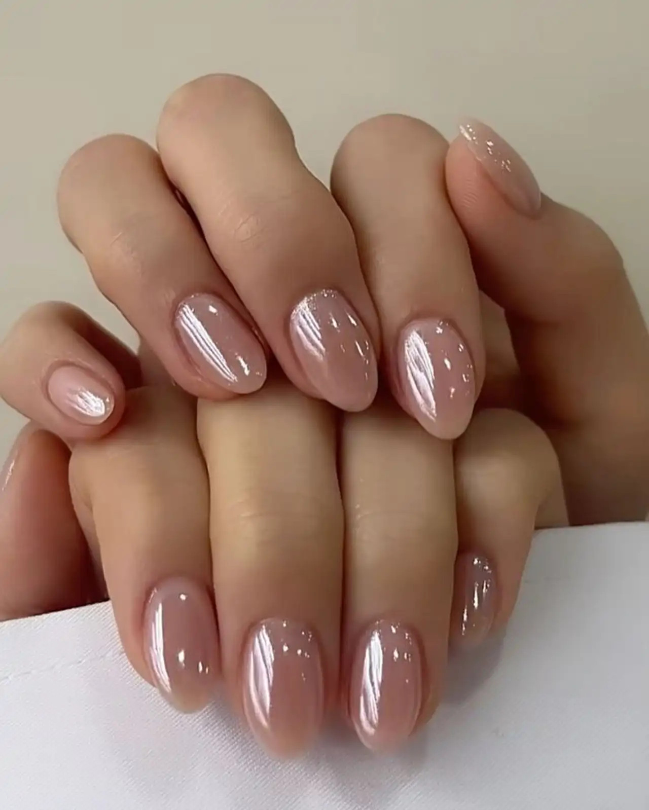 Pearlescent Sheer Pink Oval Nails — Minimalist Nails 2027